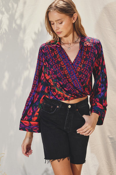 BLUSA WRAP ESTAMPADO