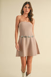 VESTIDO CORTO TEJIDO STRAPLESS