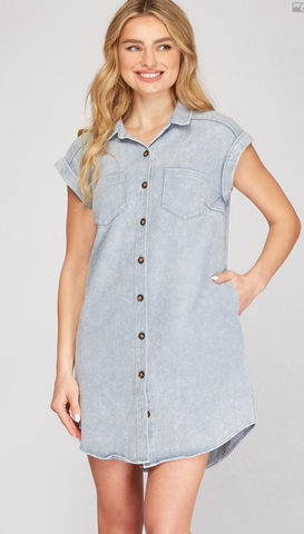 VESTIDO SHIRT DRESS MEZCLILLA